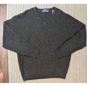 John Ashford Men’s Charcoal Gray V-Neck Knit Pullover Sweater Long Sleeve Classi